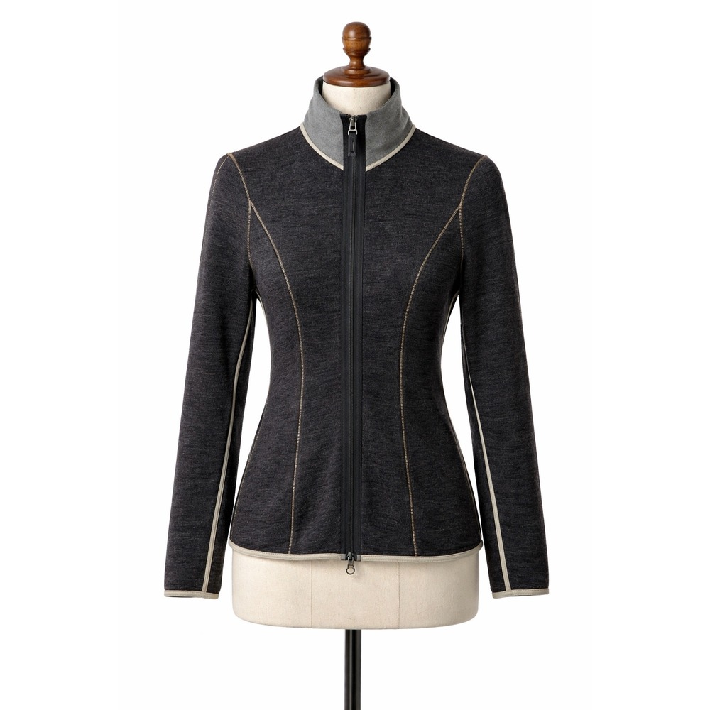 Frauenschuh Women's S Wool Blend Full Zip Alpine Jacket Grey Slim Fit